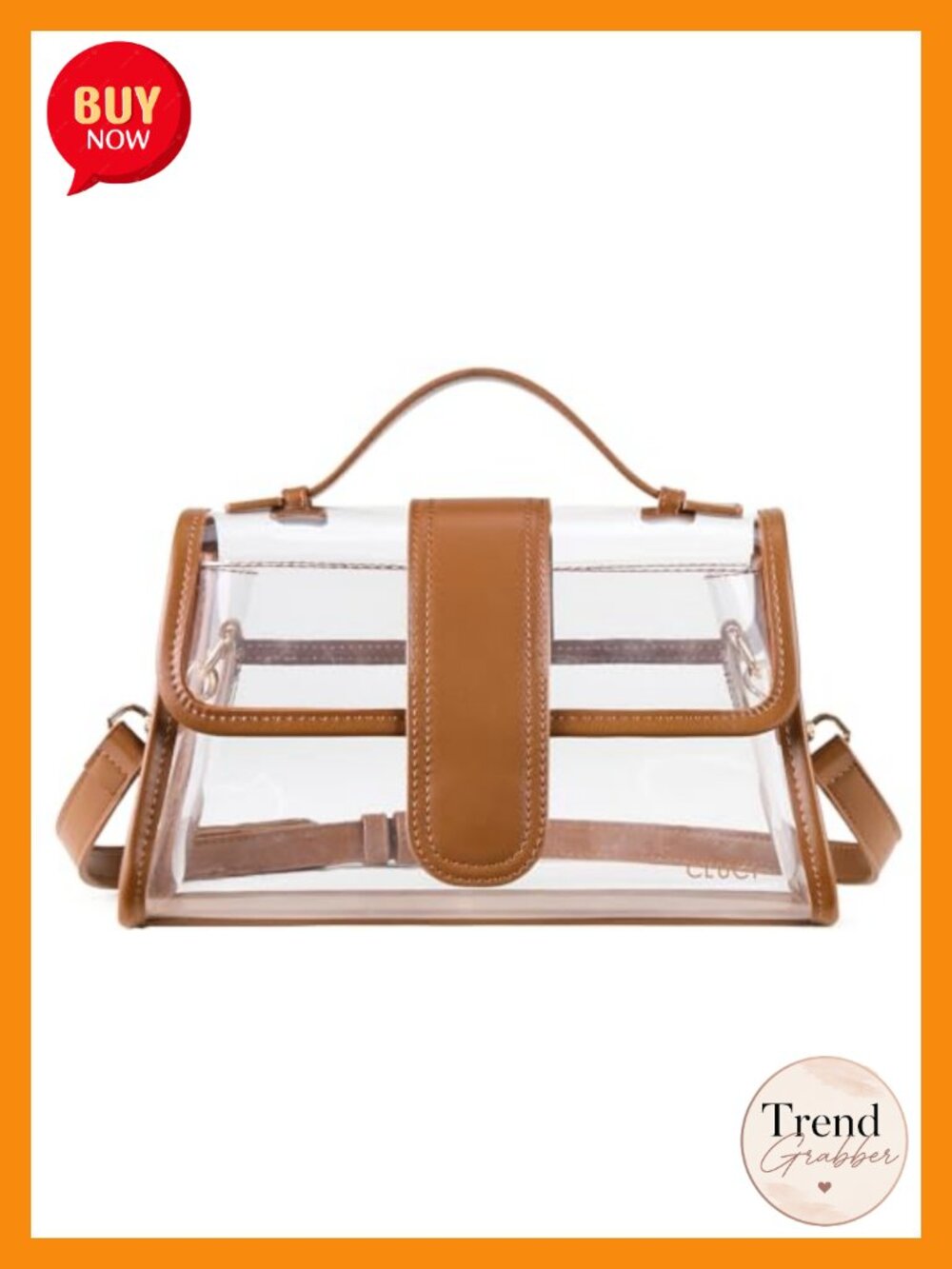 Clear Stadium Bag Crossbody Purse PVC Vegan Leather Concert Sports